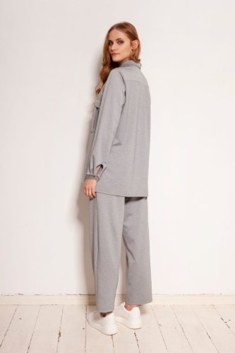 Koszula z Dużymi Kieszeniami Szara LK114