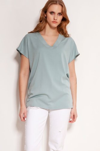 Luźna Bluzka Beżowa LBLU151 