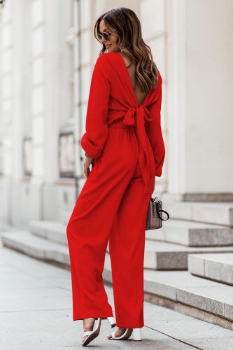 Komplet Damski Bluzka + Spodnie Czerwony 306 