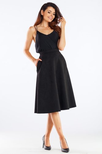 Zamszowa Spódnica Midi Czarna AW462