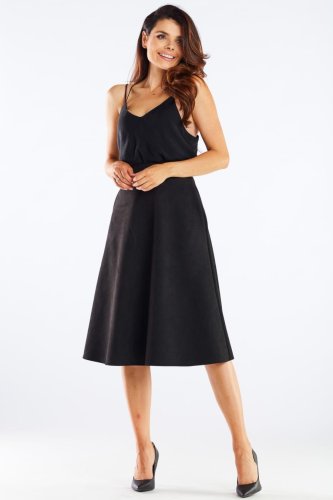 Zamszowa Spódnica Midi Czarna AW462