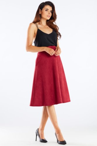 Zamszowa Spódnica Midi Bordo AW462 