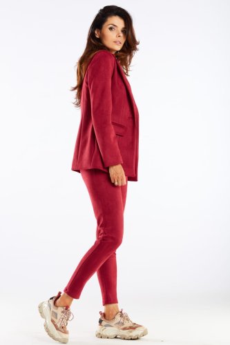 Zamszowe Spodnie Bordowe AW461  