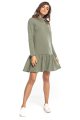 Dress - T356-sukienka-wygodna-sportowa-khaki-falbaną-golfem.jpg