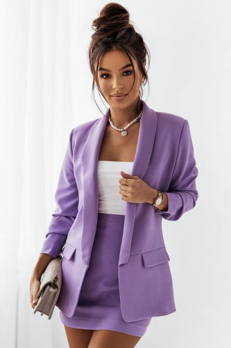 Komplet Marynarka + Spódnica Fiolet 336