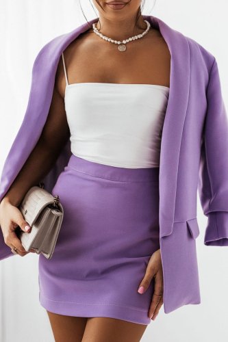 Komplet Marynarka + Spódnica Fiolet 336