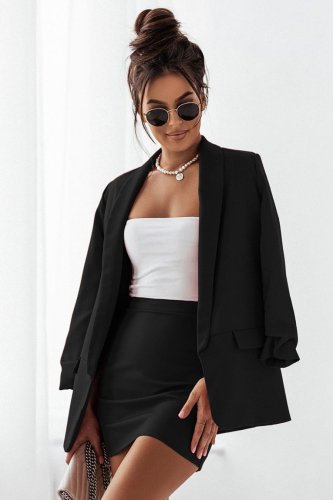 Komplet Marynarka + Spódnica Czarny 336 