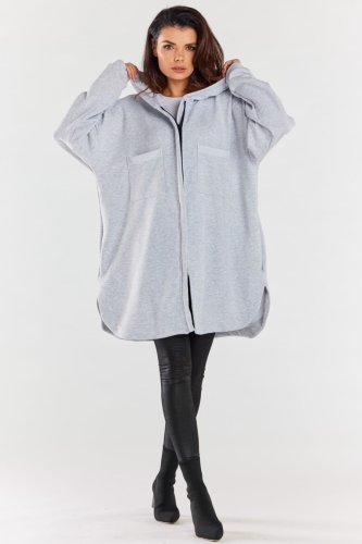 Sportowa Bluza z Kapturem Szara IN281   