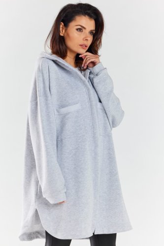 Sportowa Bluza z Kapturem Szara IN281   