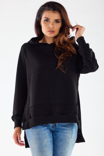 Sportowa Bluza z Kapturem Czarna IN280