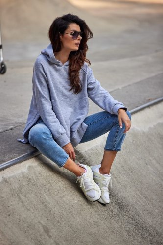 Sportowa Bluza z Kapturem Szara IN280  