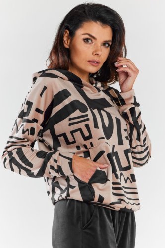 Bluza z Kapturem w Czarny Wzór AW473