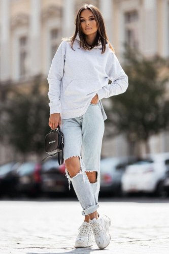 Bluza z Kapturem Szara D24  