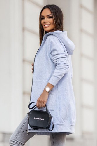 Rozpinana Bluza z Kapturem Szara D23