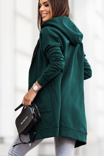 Rozpinana Bluza z Kapturem Butelkowa Zieleń D23 