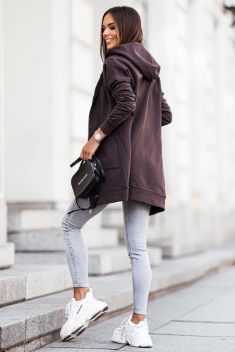 Rozpinana Bluza z Kapturem Czekolada D23     