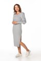 Dress - T367-szary-polska-sukienka-dopasowana-rozcięciem.jpg