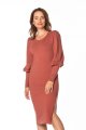 Dress - T367-sukienka-rudy-polska-dopasowana-dzianiny-rozcięciem.jpg