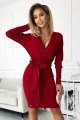 sukienka wiązana z rękawkiem bordowa sklep online