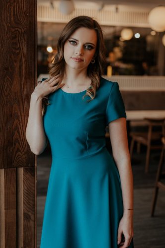 Rozkloszowana Sukienka Szmaragdowa TE372  