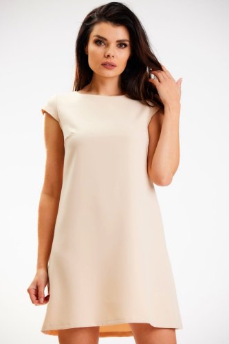 Trapezowa Sukienka Beżowa AW570 