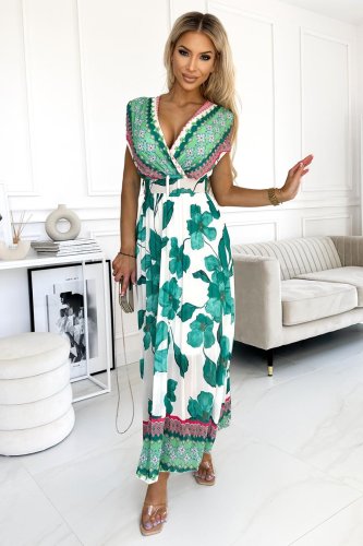 Plisowana Sukienka Maxi w Kwiaty NU463-1