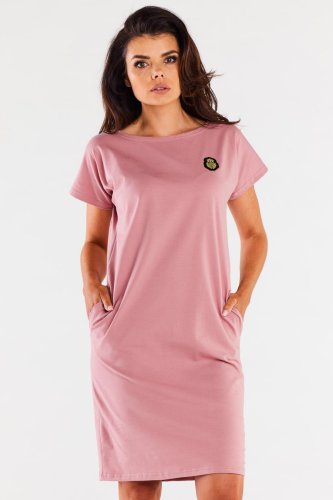 Wygodna Bawełniana Sukienka Różowa IN301