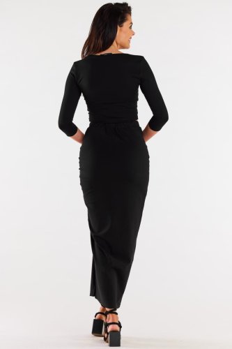 Długa Spódnica z Wiązaniem Czarna IN305