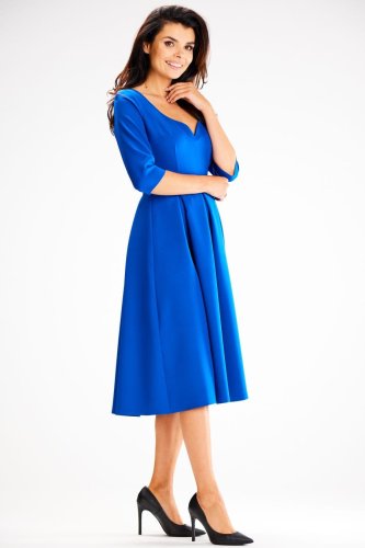 Wizytowa Sukienka Niebieska AW598  