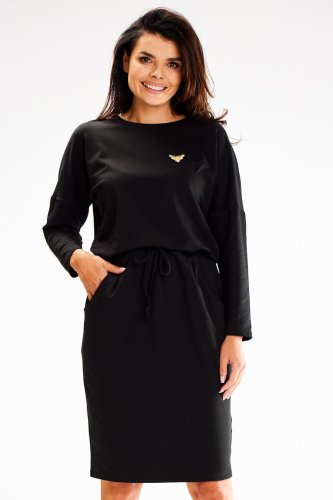 Sportowa Sukienka Czarna AW606 