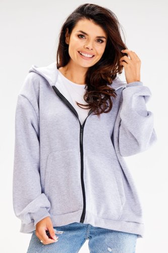 Ciepła Bluza z Kapturem Szara AW610