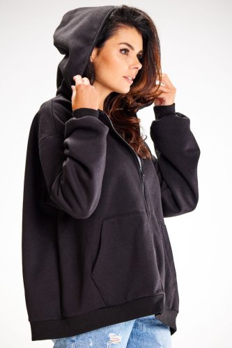 Ciepła Bluza z Kapturem Czarna AW610