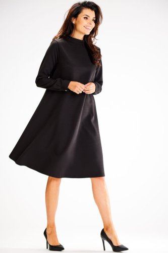 Trapezowa Sukienka Czarna AW599 
