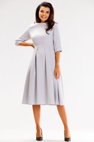 Wizytowa Sukienka Midi Szara AW620 