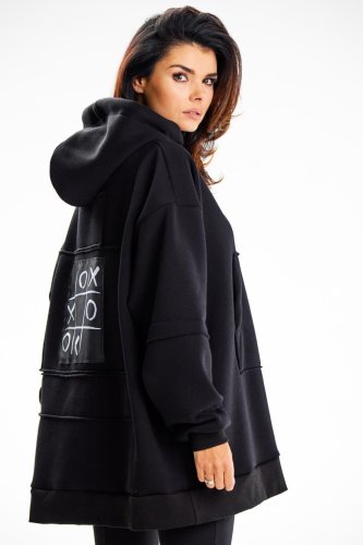 Ciepła Bluza z Kapturem Czarna IN332