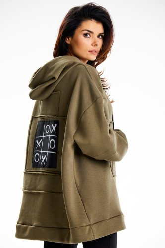 Ciepła Bluza z Kapturem Khaki IN332   