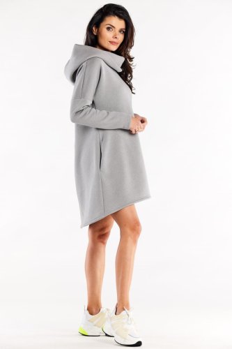 Sukienka z Kapturem Szara IN328 