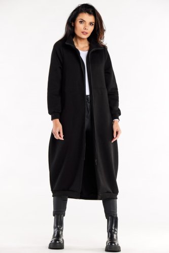 Długa Bluza z Kołnierzem Czarna IN326 