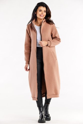 Długa Bluza z Kołnierzem Beżowa IN326  