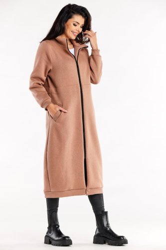 Długa Bluza z Kołnierzem Beżowa IN326  