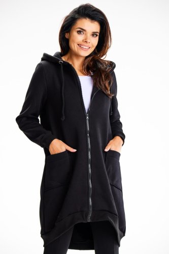 Ciepła Bluza z Kapturem Czarna IN334