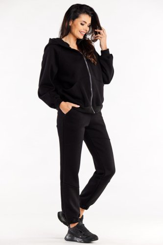 Dresowe Spodnie Czarne IN325