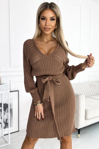 Sweterkowa Sukienka Brązowa NU507-2