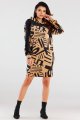 Sukienka A476 beige-black pattern-5 8718  | 1012-Beige-Black pattern-SM