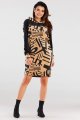 Sukienka A476 beige-black pattern-6 8718  | 1012-Beige-Black pattern-SM