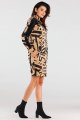 Sukienka A476 beige-black pattern-7 8718  | 1012-Beige-Black pattern-SM