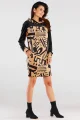 Sukienka A476 beige-black pattern-8 8718  | 1012-Beige-Black pattern-SM