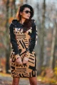 Sukienka A476 beige-black pattern-10 8718  | 1012-Beige-Black pattern-SM