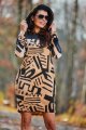 Sukienka A476 beige-black pattern-11 8718  | 1012-Beige-Black pattern-SM