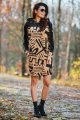 Sukienka A476 beige-black pattern-12 8718  | 1012-Beige-Black pattern-SM